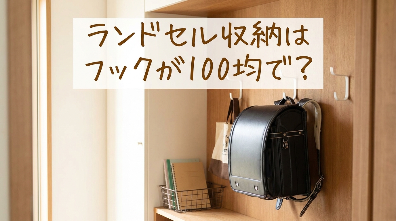ランドセル収納はフックが100均で？