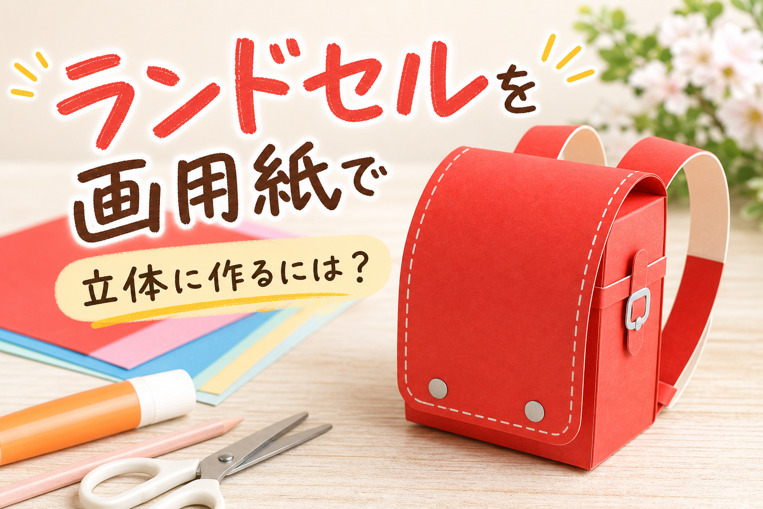 ランドセルを画用紙で立体に作るには?