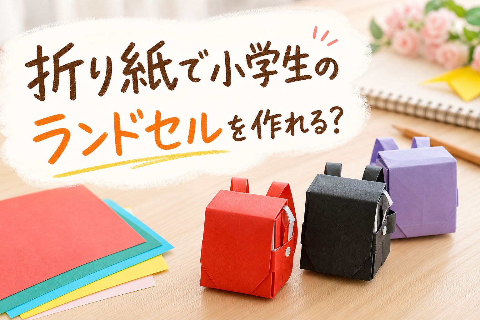 折り紙で小学生のランドセルを作れる?