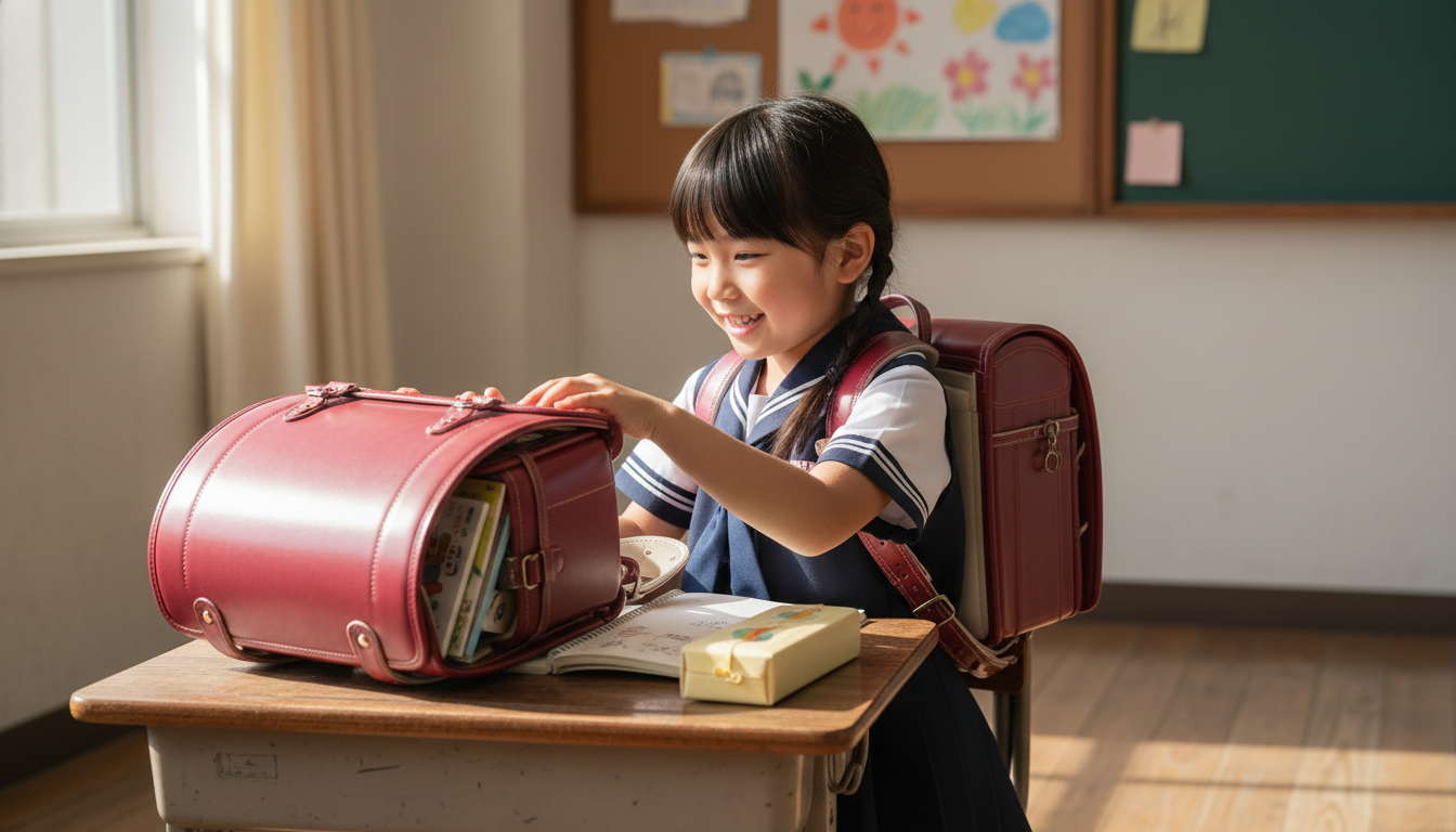実際のローズレッドランドセルの使用例