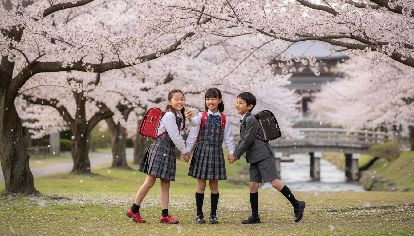 友達とランドセル姿で桜の写真を撮るのがおすすめな理由