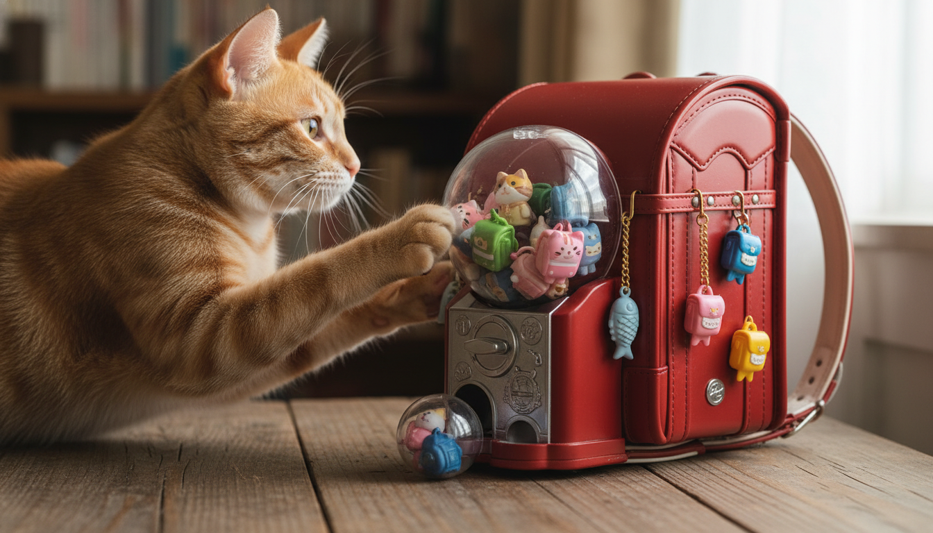猫ガチャでランドセルを可愛くデコレーションできます