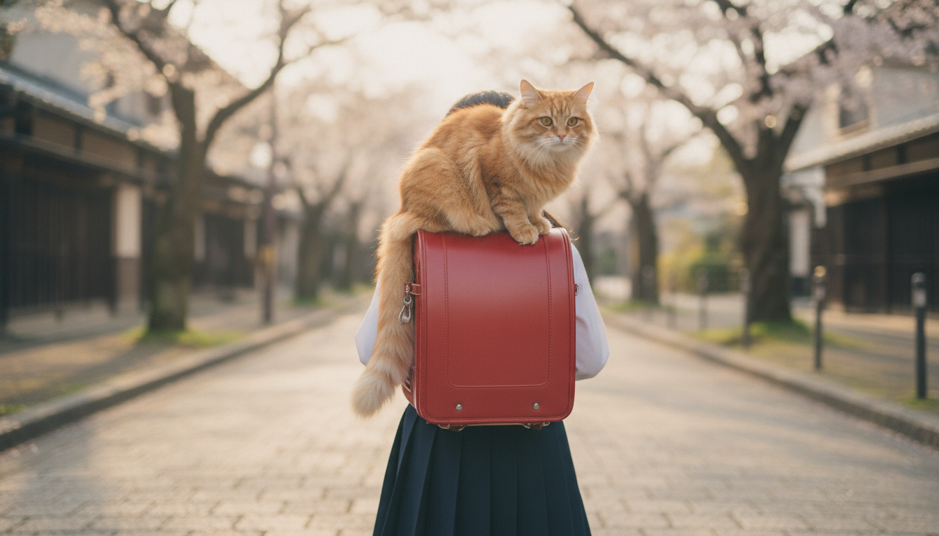ランドセルに乗る猫は本当に存在する