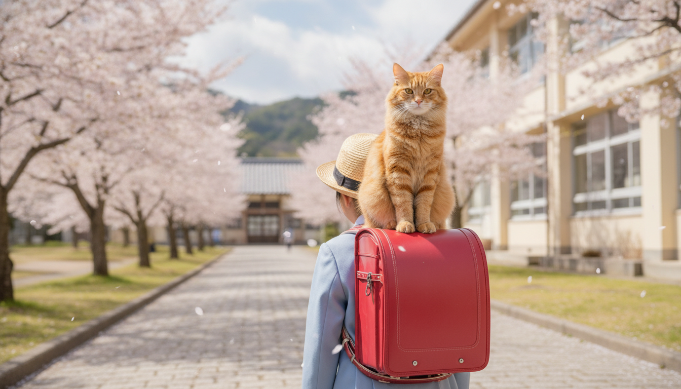 話題になっている「ランドセルに乗る猫」たち