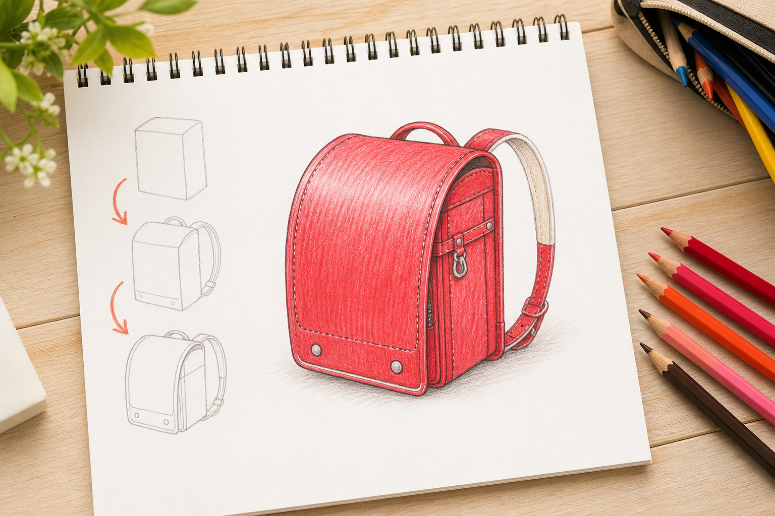 ランドセルの絵を簡単に描くステップを具体的に紹介