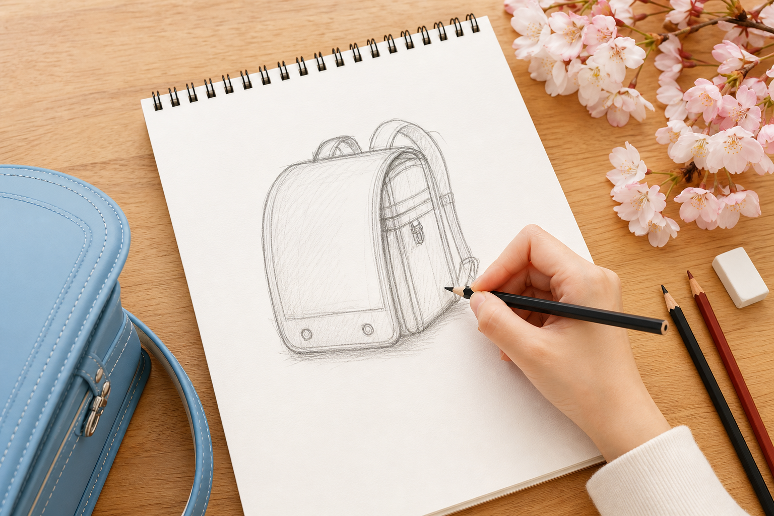 ランドセルのイラストは「3つのパーツ」に分解すれば簡単に描けます