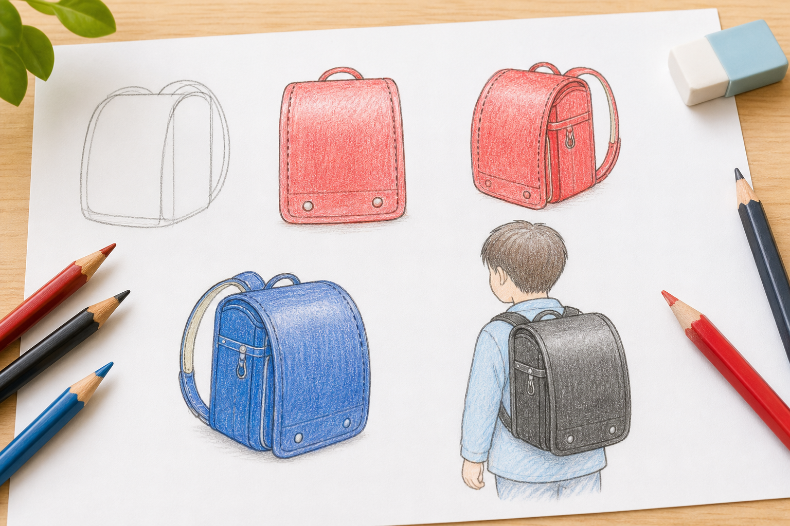 ランドセルイラストの具体的な描き方3パターン