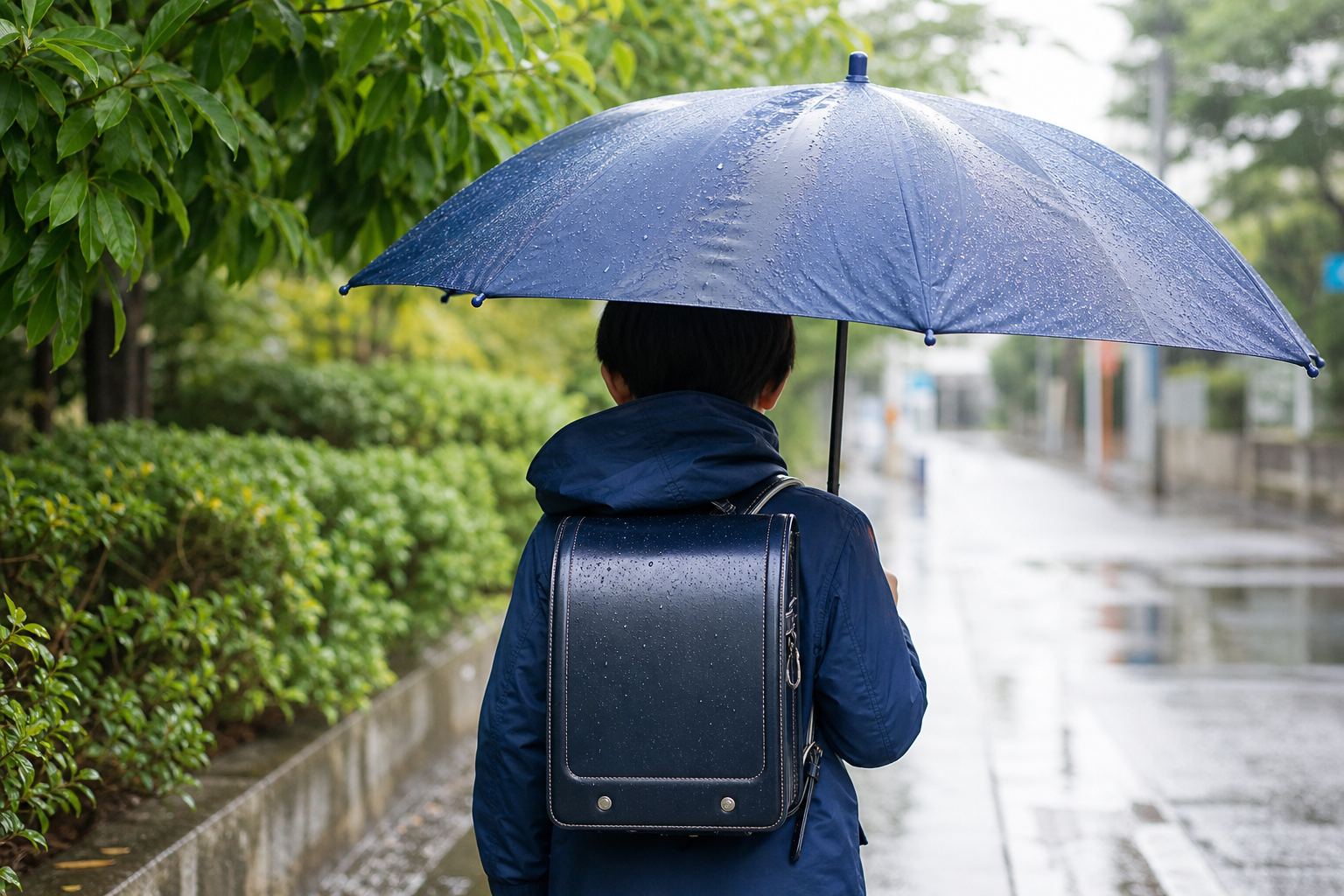 ランドセルが濡れない傘のサイズは「親骨55cm」が基本です