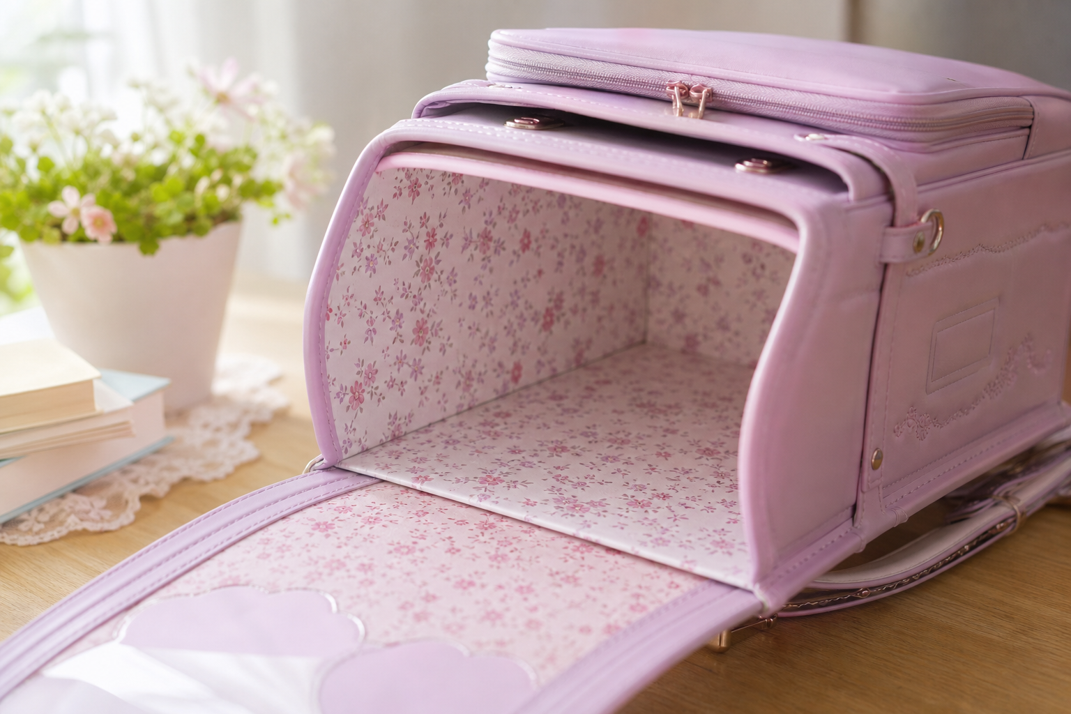 内側花柄ランドセルの具体的なデザイン例