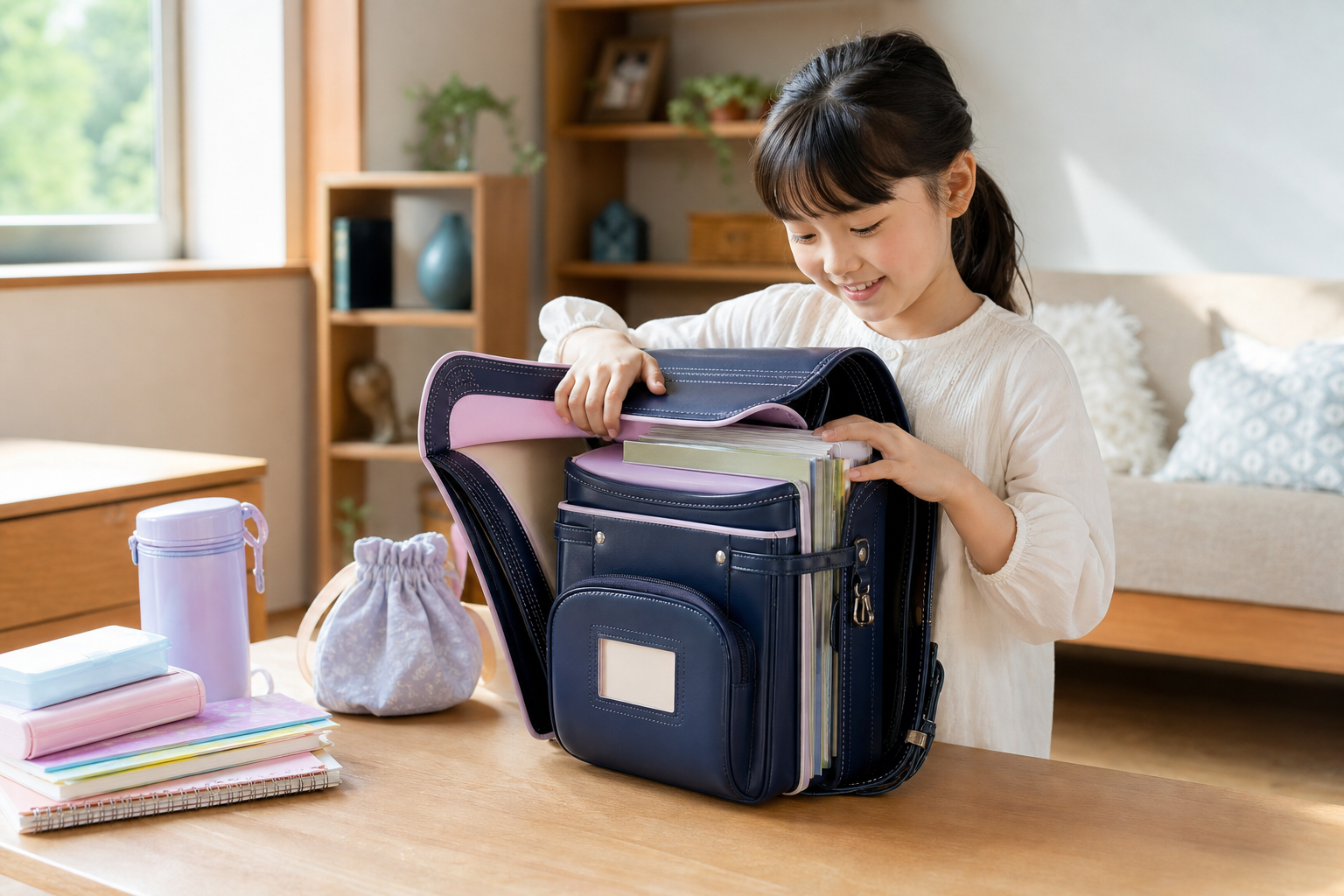 ランドセルのマチが広いと、荷物の悩みがぐっと減ります